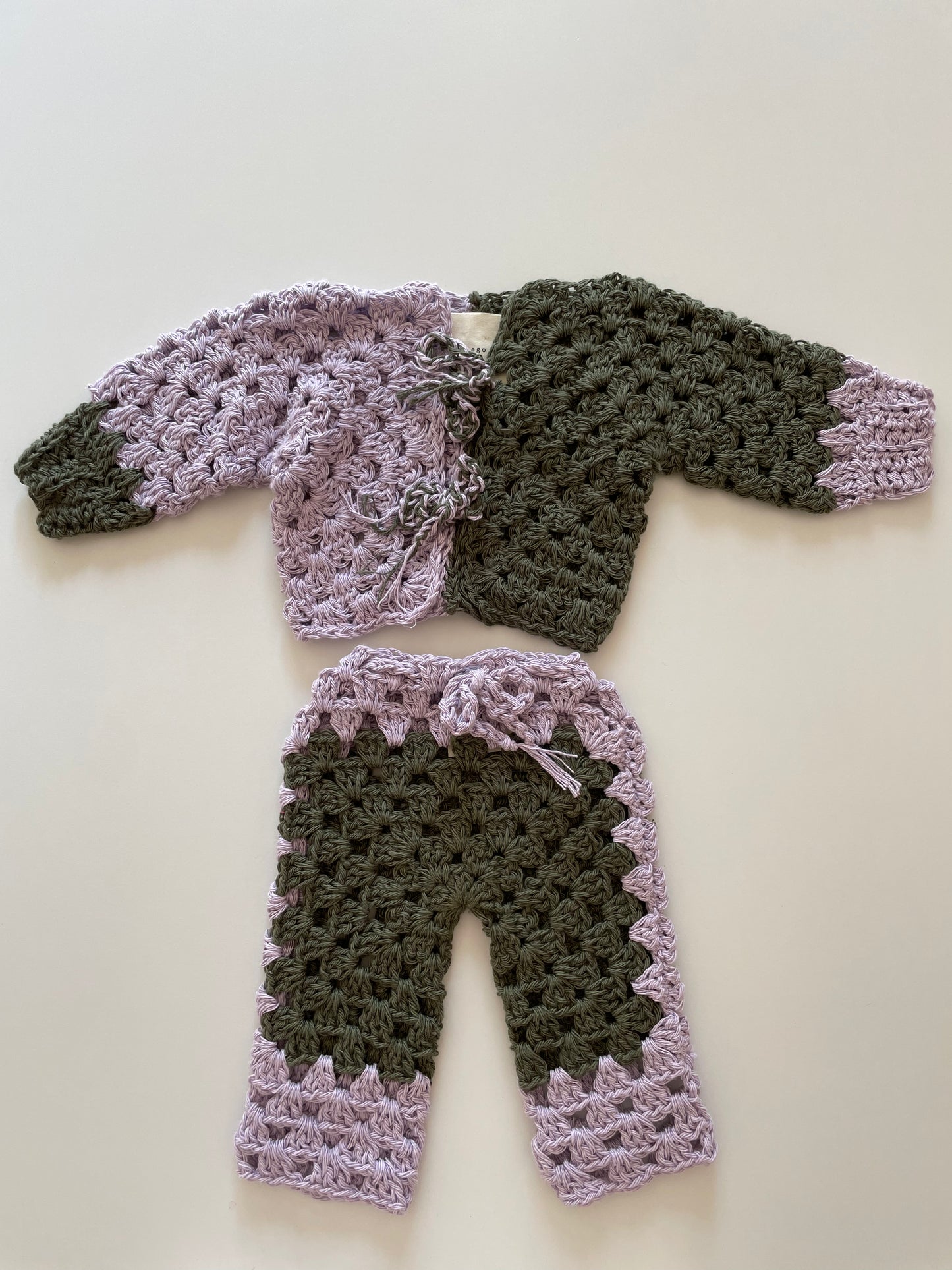 baby jacket pants purple green 