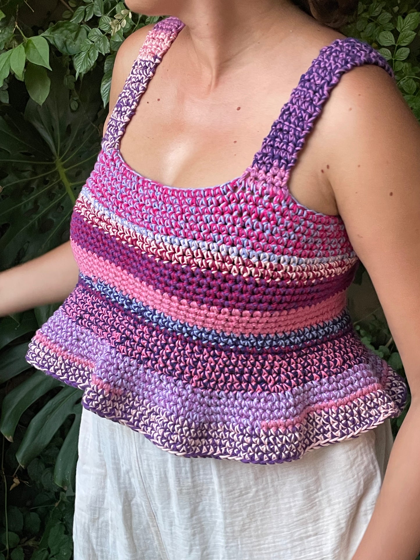 crop top ruffle detail purple