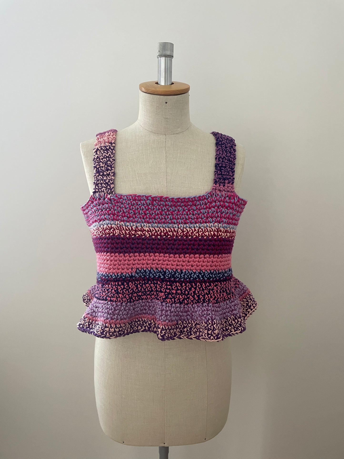 crop top ruffle detail purple