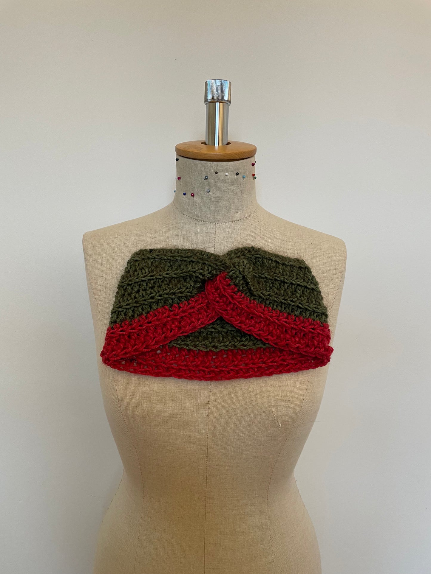 headband cotton mohair red green