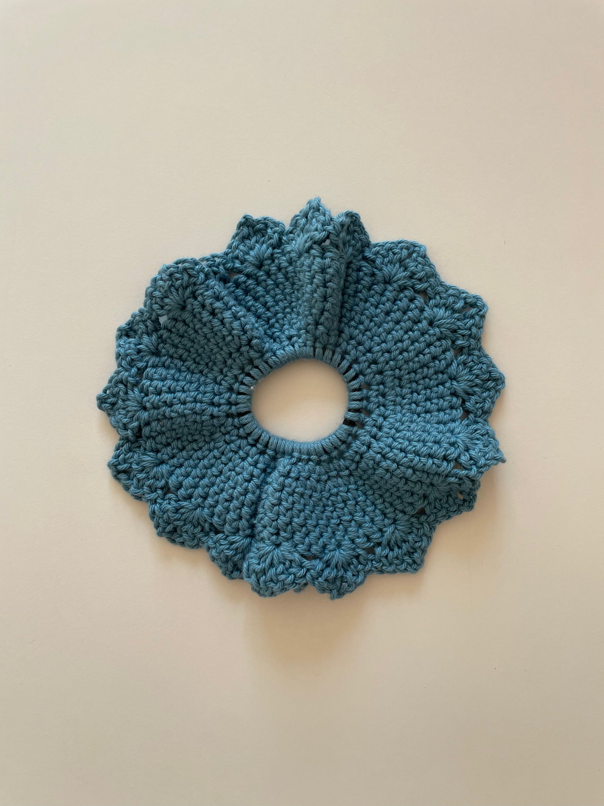 scrunchie cotton blue ruffle detail